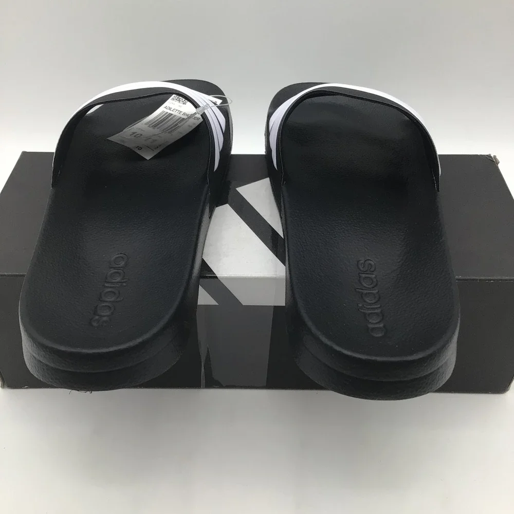 Adidas Adilette Shower Men Black White 3-Stripes Slides GZ5922 Size 10 NEW